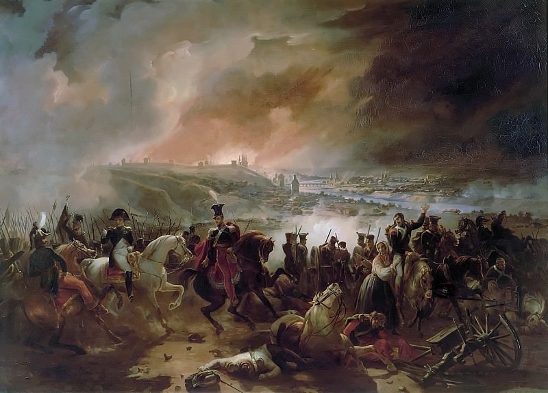 Charles Langlois -- Battle of Smolensk, Night of August 17, 1812; Crimean War; Napoleon gives his orders in front of the town in flames, Château de Versailles