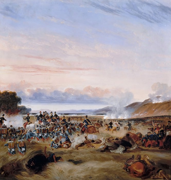 Theodore Leblanc -- Battle of Habrah in the Province of Oran, Algeria; Marshall Clausel and Duc d’Orléans prevailed over light infantry of Abd-el-Kader, 3 December 1835; Episode of the conquest of Algeria, Château de Versailles