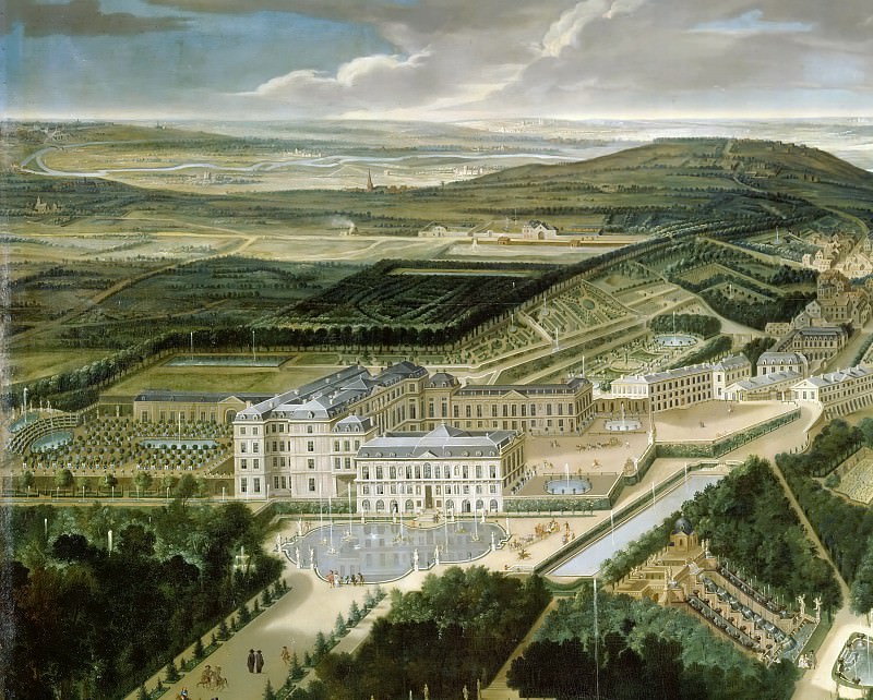 Этьен Аллегрен -- Дворец и парк в Сен-Клу в 1675 году, деталь, Версальский дворец