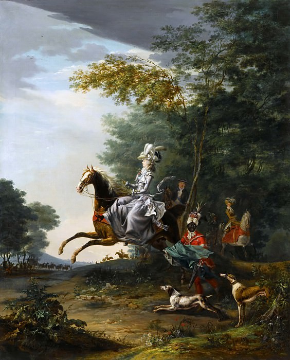 Louis-Auguste Brun -- Marie-Antoinette Hunting with Dogs, followed by Louis XVI, Château de Versailles