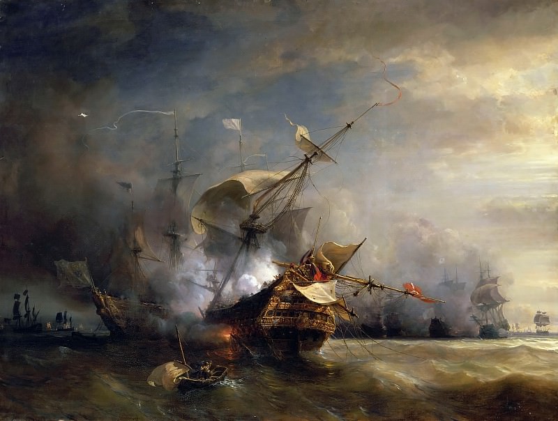 Théodore Gudin -- Naval combat off Cape Lizard in Cornwall, 21 October 1707, won by the French fleet commanded by DuGuay-Trouin and Admiral de Forbin against five English war vessels, Château de Versailles