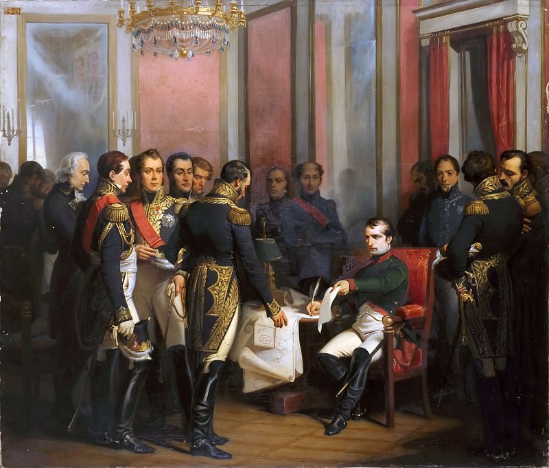 Gaetano Ferri -- Napoleon I Signing his Abdication at Château de Fontainebleau on April 4, 1814, Château de Versailles
