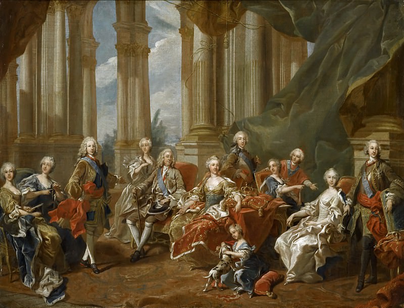 Луи-Мишель ван Ло -- Король Испании Филипп V с семьей, 1745, Версальский дворец