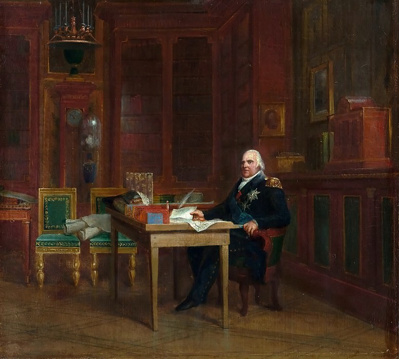 Baron François Gérard -- Louis XVIII, King of France and Navarre, in the Bibliothèque of the Tuileries in 1823, Château de Versailles