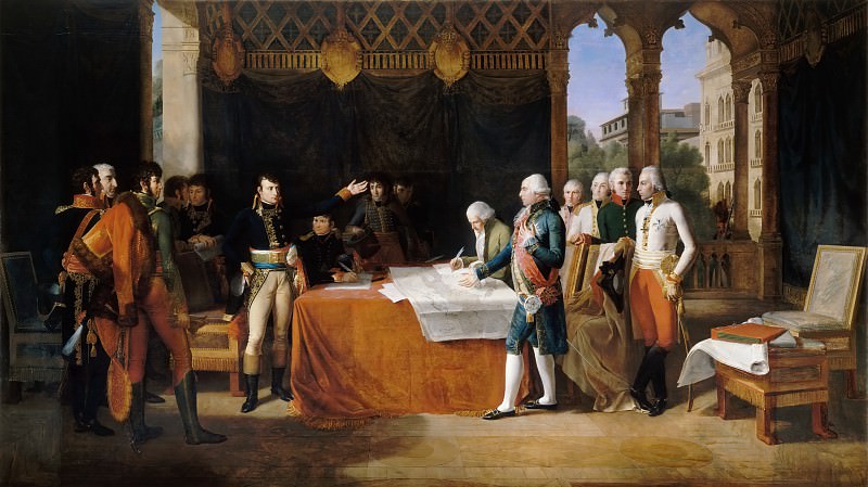 Guillaume Lethiere -- Preliminaries of the peace, signing at Leoben, 17 April 1797, Château de Versailles