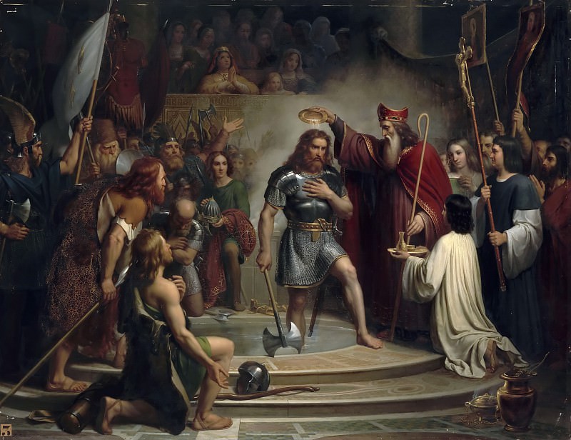 François Louis Hardy Dejuinne -- Baptism of Clovis at Reims, 25 December 496, Château de Versailles