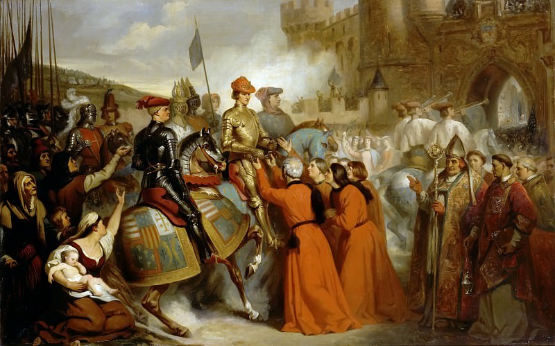 Henri de Caisne -- Entry of Charles VII into Rouen, followed by Dunois and Jacques Coeur, 10 November 1449, Château de Versailles