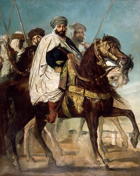 Théodore Chassériau -- Ali-Ben-Hamet, Caliph of Constantine and Chief of the Haractas, followed by his Escort , Château de Versailles