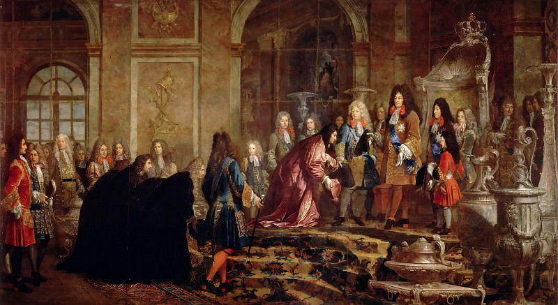 Claude-Guy Hallé -- Audience of the Doge of Venice with Louis XIV on 15 May 1685 in the Hall of Mirrors at Versailles , Château de Versailles