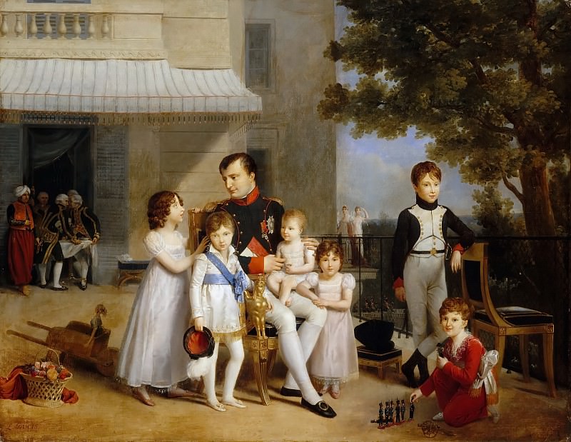 Louis Ducis -- The Emperor Napoleon I on the terrace of the Château de Saint-Cloud surrounded by his children, Château de Versailles
