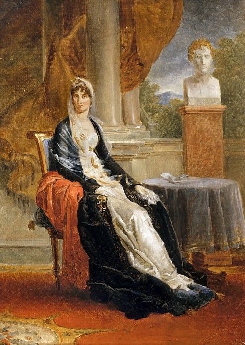 Франсуа Жерар -- Мария-Летиция Бонапарт, мадам Мере, сидящая у бюста Наполеона, Версальский дворец
