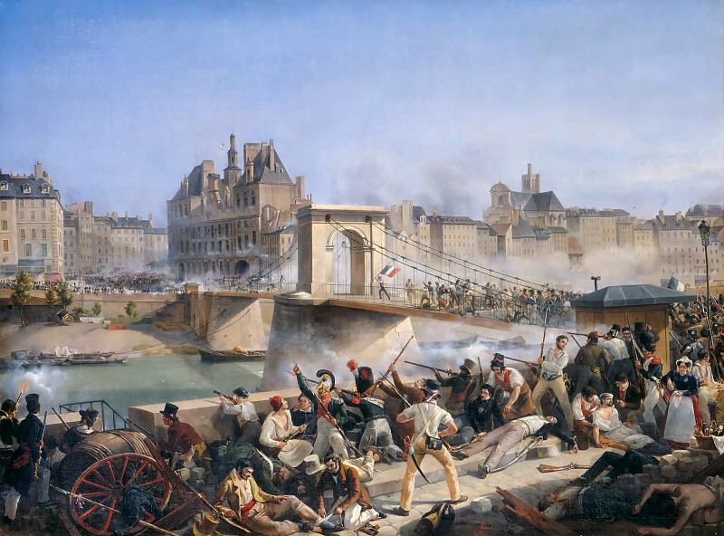 Amédée Bourgeois -- Attack on the Hotel de Ville and Combat on the Pont d’Arcole, July 28, 1830, Château de Versailles