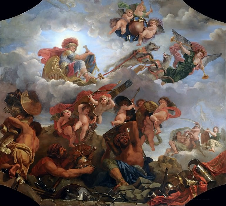 Artist Claude II Audran -- Mars on his chariot pulled by wolves, Château de Versailles