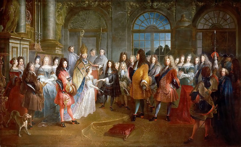 Антуан Дьё -- Бракосочетание дофина Людовика Французского и Марии-Аделаиды Савойской 7 декабря 1697 года, Версальский дворец