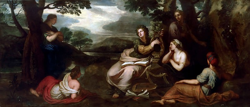 Michel Corneille the younger -- Sappho singing and playing the lyre, Château de Versailles