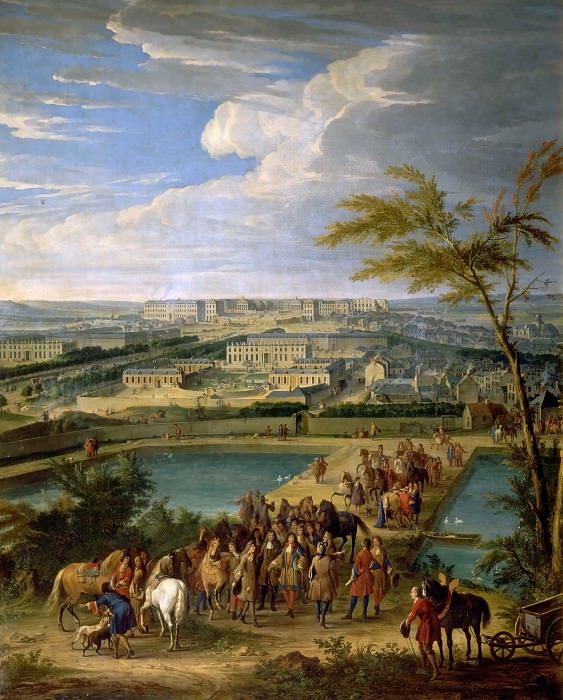 Жан-Батист Мартен -- Вид на город и дворец Версаля с горы Монборон, Версальский дворец