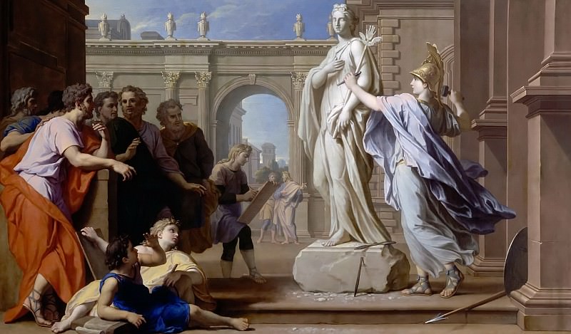 Рене-Антуан Уасс -- Минерва учит жителей Родоса искусству скульптуры, Версальский дворец