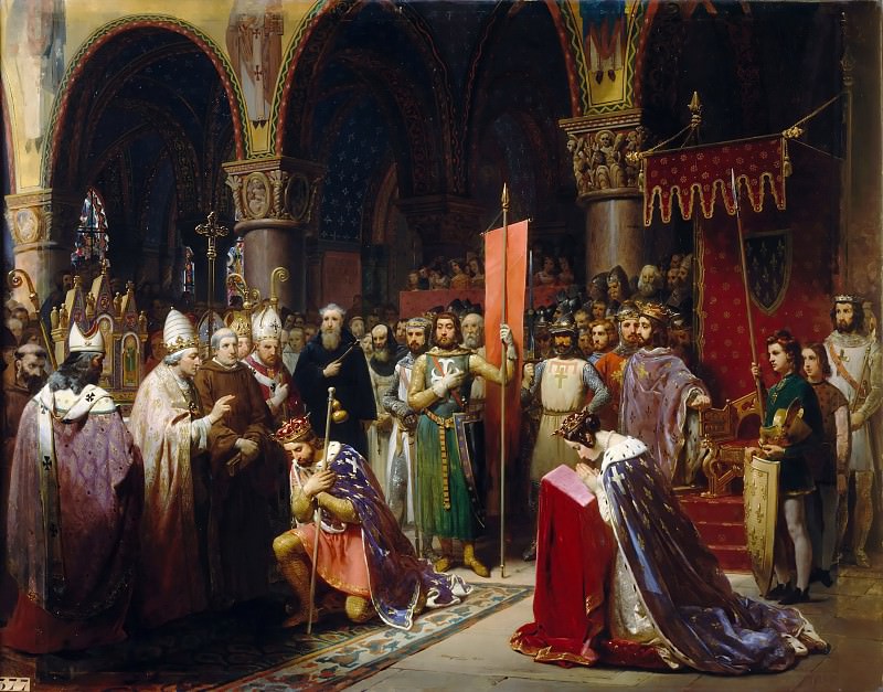 Жан-Батист Мозесс -- Людовик VII принимает крест в аббатстве Сен-Дени в 1147 году, Версальский дворец