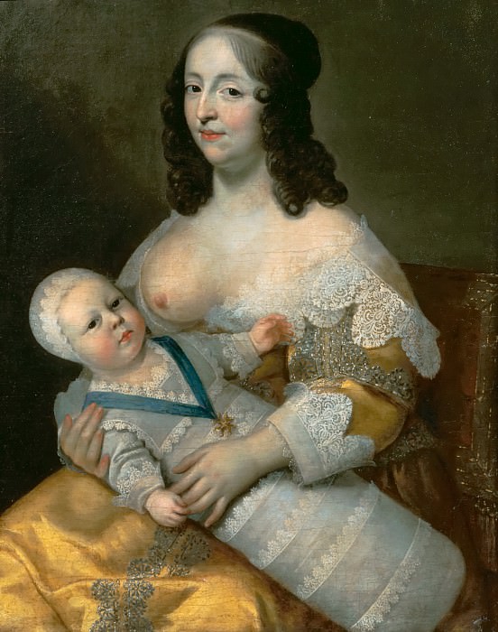 Шарль и Анри Бобрен -- Людовик XIV со своей кормилицей мадам Лонге де ла Жиродьер, Версальский дворец