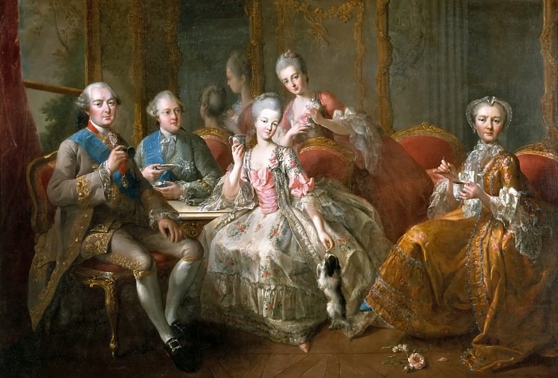 Жан-Батист Шарпантье старший -- Семья герцога де Пентьевр, или Чашка шоколада, Версальский дворец