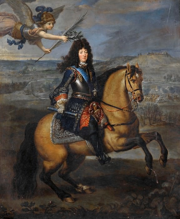 Pierre Mignard I -- Equestrian portrait of Louis XIV before Kassel, Château de Versailles
