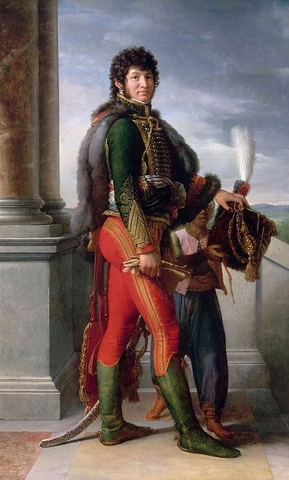 Франсуа Жерар -- Иоахим Мюрат, герцог Клевский и Бергский, маршал Франции, в гусарской униформе, Версальский дворец