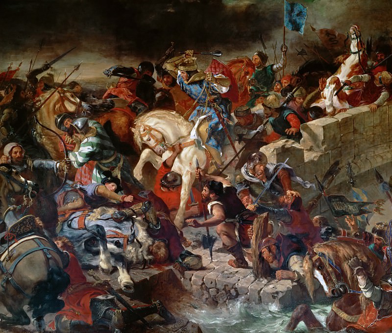 Delacroix,Eugene -- The Battle of Taillebourg between Louis IX, King of France, and Henry III, King of England; July 21, 1242, Château de Versailles