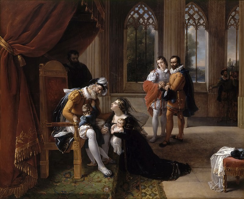 Эжени Сервье -- Инес де Кастро с детьми просит португальского короля Альфонса IV милосердия для мужа дона Педро в 1335 году, Версальский дворец