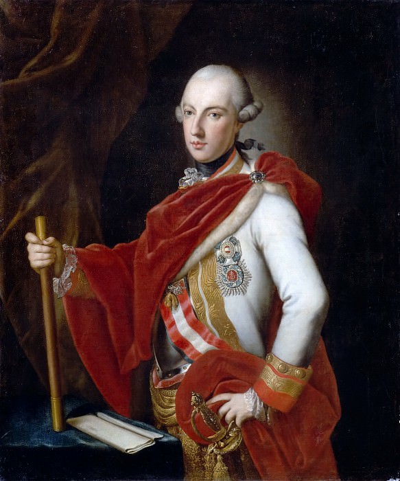 Anton von Maron -- Joseph II , Emperor of Austria, King of Hungary and Bohemia, in the uniform of a field marshal of Austria, wearing the Order of the Golden Fleece, the Military Order of Maria-Theresa and a plaque of the Order of Saint Steven of Hungary, Château de Versailles