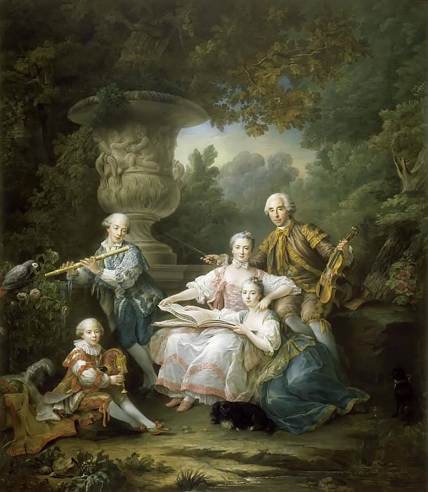 Франсуа-Юбер Друэ -- Ив-Мари дю Буше, граф де Монсоро, с семьей, Версальский дворец