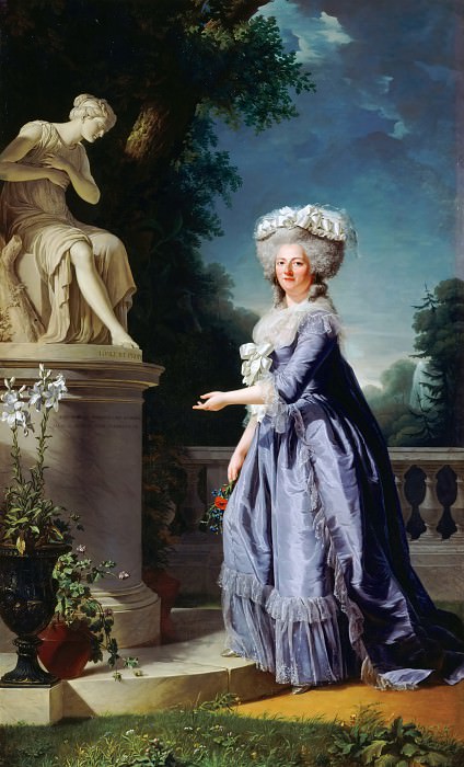 Аделаида Лабий-Гийар -- Мария-Тереза-Луиза-Виктория Французская, называемая мадам Виктуар, у статуи Дружелюбия во дворце Бельвё, Версальский дворец