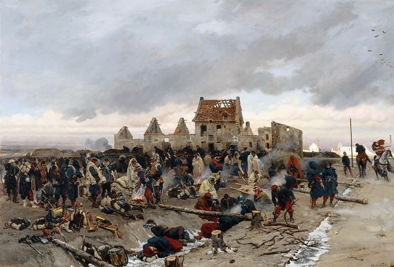 Альфонс де Нёвилль -- Бивуак у Бурже после сражения 21 декабря 1870 года, Версальский дворец