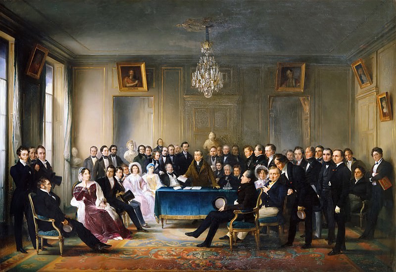 Франсуа-Жозеф Хейм -- Андриё читает свою трагедию Юний Брут в фойе Комеди Франсез 26 мая 1828 года, Версальский дворец