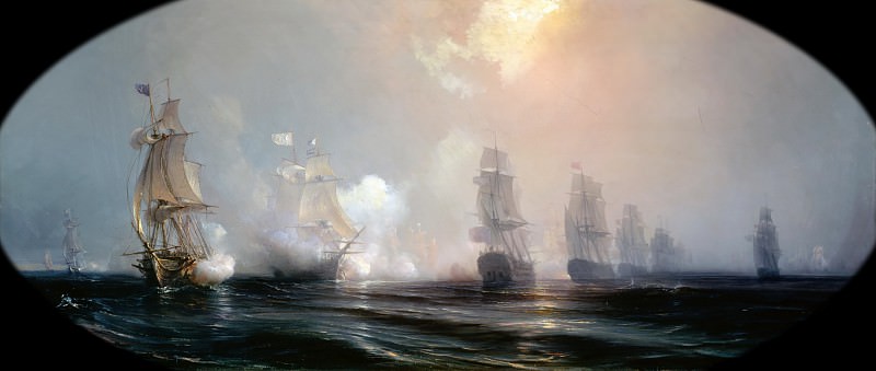 Théodore Gudin -- Episode from the Siege of Yorktown: Naval Combat before Chesapeake Bay between the English and French Fleets, on September 3, 1781, Château de Versailles