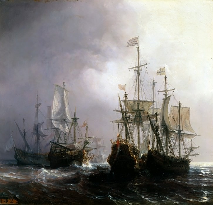 Теодор Гюден -- Захват трех голландских торговых судов французскими кораблями в 1711 году, Версальский дворец