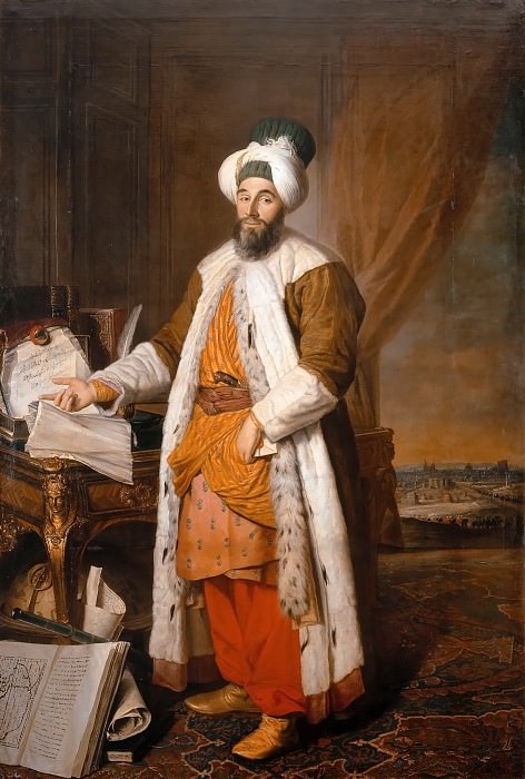 Jacques-André-Joseph Aved -- Portrait of Mehemet Saïd Pacha, Bey de Roumélie, special ambassador to the Ottoman Sultan Mahmoud I, Château de Versailles