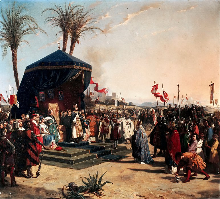 Жан-Мари-Оскар Ге -- Людовик Святой принимает Робера, патриарха иерусалимского, при осаде Думьята в 1249 году, Версальский дворец