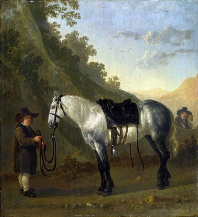 Abraham van Calraet – A Boy holding a Grey Horse , Part 1 National Gallery UK