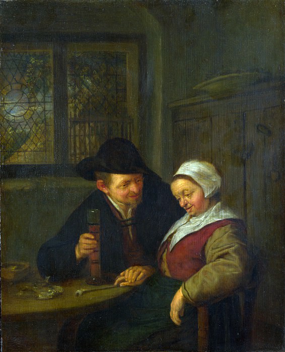 Adriaen van Ostade – A Peasant courting an Elderly Woman, Part 1 National Gallery UK