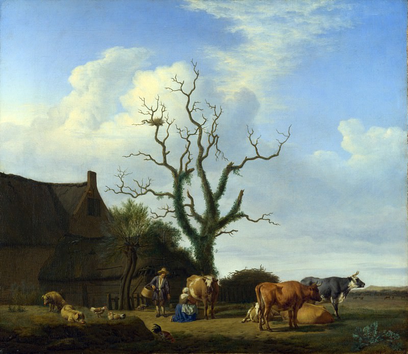 Adriaen van de Velde – A Farm with a Dead Tree, Part 1 National Gallery UK