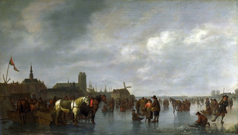 Абрахам ван Кальрат – Сцена на льду близ Дордрехта, Часть 1 Национальная галерея
