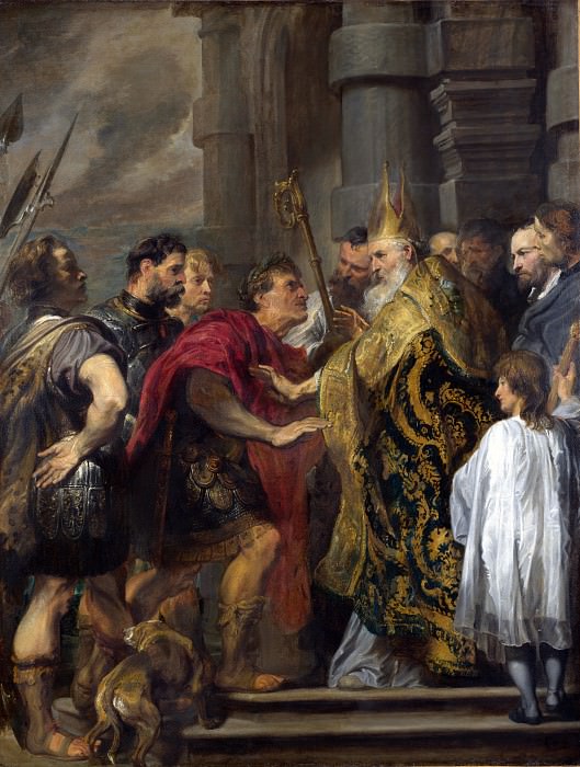 Anthony van Dyck – St Ambrose barring Theodosius from Milan Cathedral, Part 1 National Gallery UK