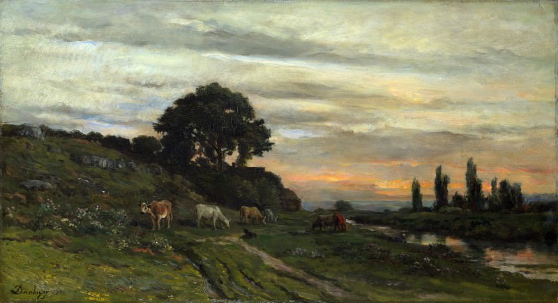 Charles-Francois Daubigny – Landscape with Cattle by a Stream, Part 1 National Gallery UK