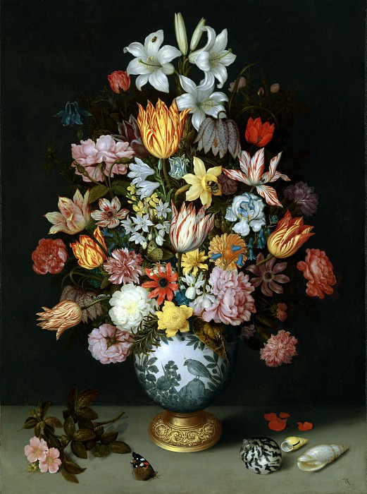 Ambrosius Bosschaert the Elder – A Still Life of Flowers in a Wan-Li Vase, Part 1 National Gallery UK