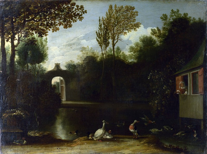 Anthonie van Borssum – A Garden Scene with Waterfowl, Part 1 National Gallery UK