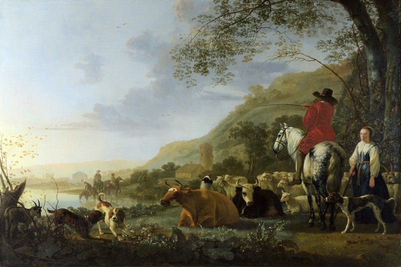 Aelbert Cuyp – A Hilly Landscape with Figures, Part 1 National Gallery UK
