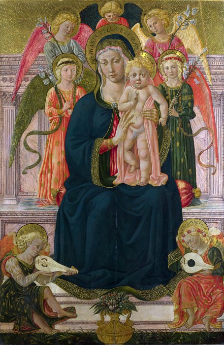 Беноццо Гоццоли – Мадонна с Младенцем на троне в окружении ангелов, Часть 1 Национальная галерея