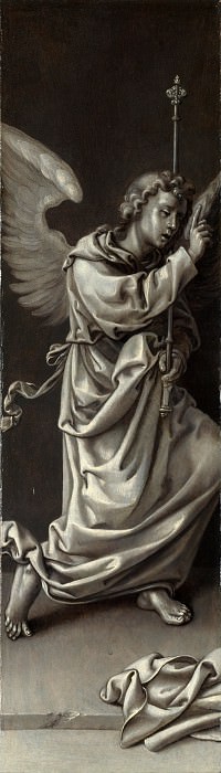 Circle of Pieter Coecke van Aalst – The Archangel Gabriel – Reverse of Left Hand Shutter, Part 1 National Gallery UK