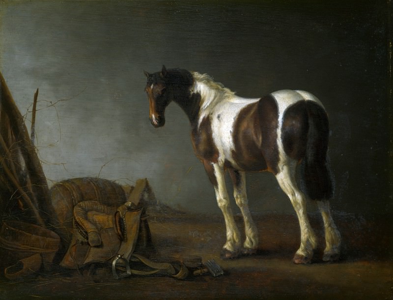 Abraham van Calraet – A Horse with a Saddle Beside it, Part 1 National Gallery UK