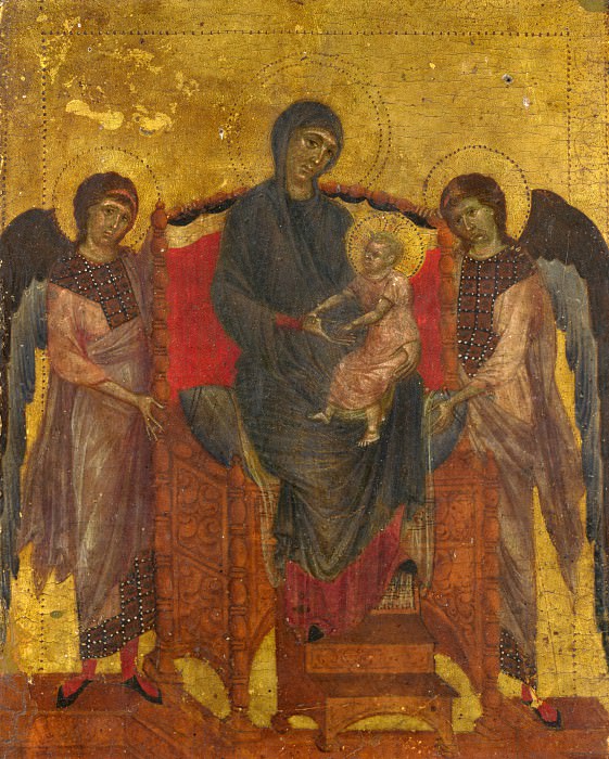 Чимабуэ – Мадонна с Младенцем на троне с двумя ангелами, Часть 1 Национальная галерея